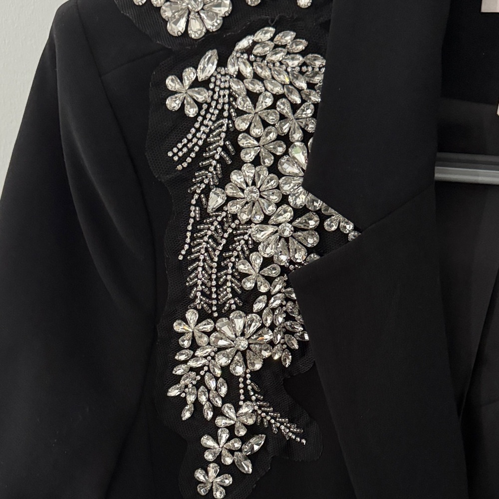 Cinq à Sept Black Blazer with Silver Embellishments - Picture 4 of 4